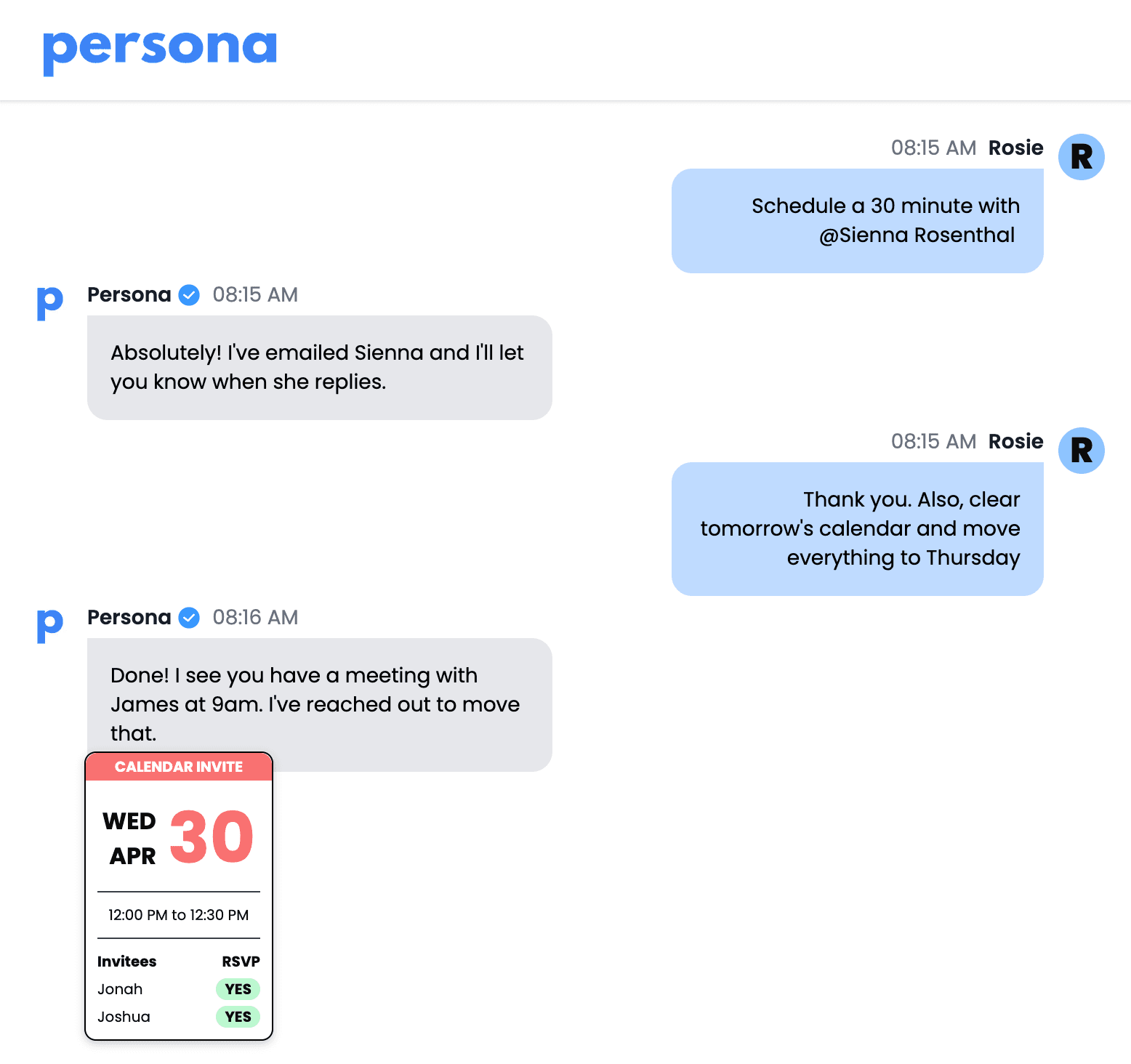 Persona helps streamline scheduling workflows to empower people to work more efficiently